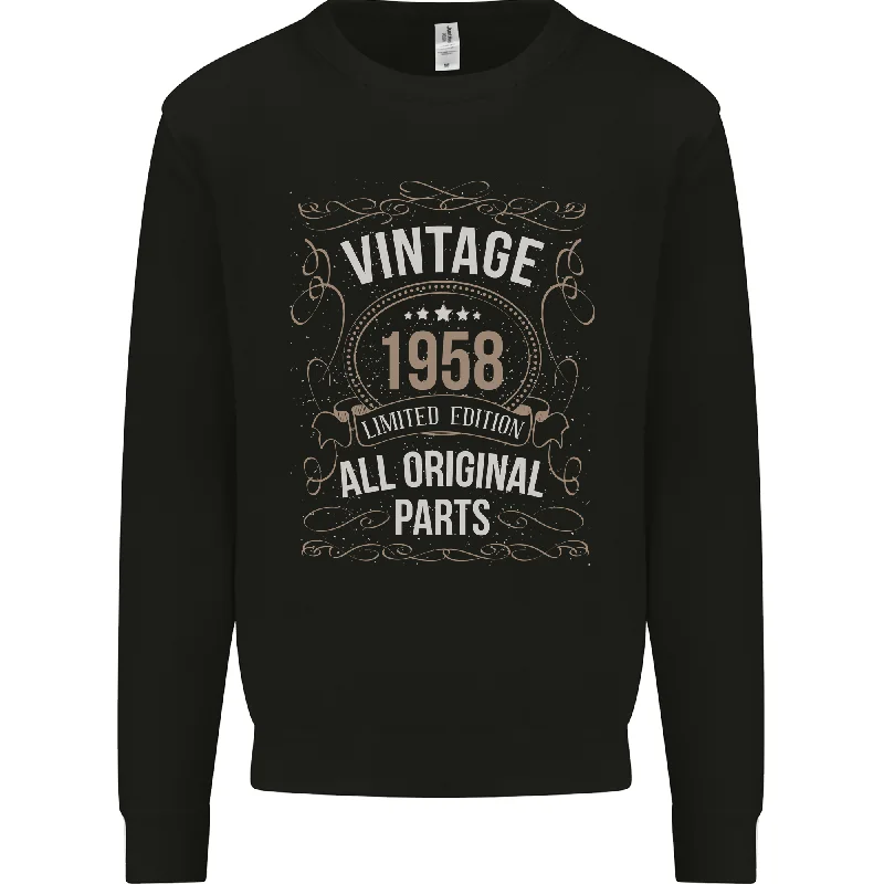 66th Birthday Limited Edition 1958 Mens Sweatshirt Jumper Hoodie with Side Slits Relaxed Casual