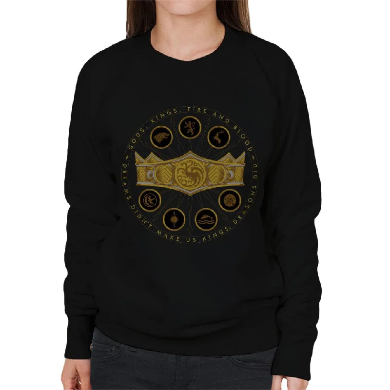 House Of The Dragon Dreams Didn't Make Us Kings Dragons Did Women's Sweatshirt Hoodie with Ribbed Hem Stretchable Secure