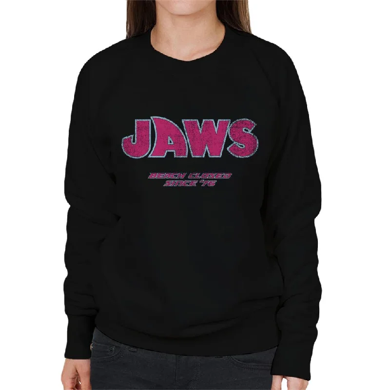 Jaws Beach Closed Since 76 Women's Sweatshirt Hoodie with Reflective Safety Nightwear