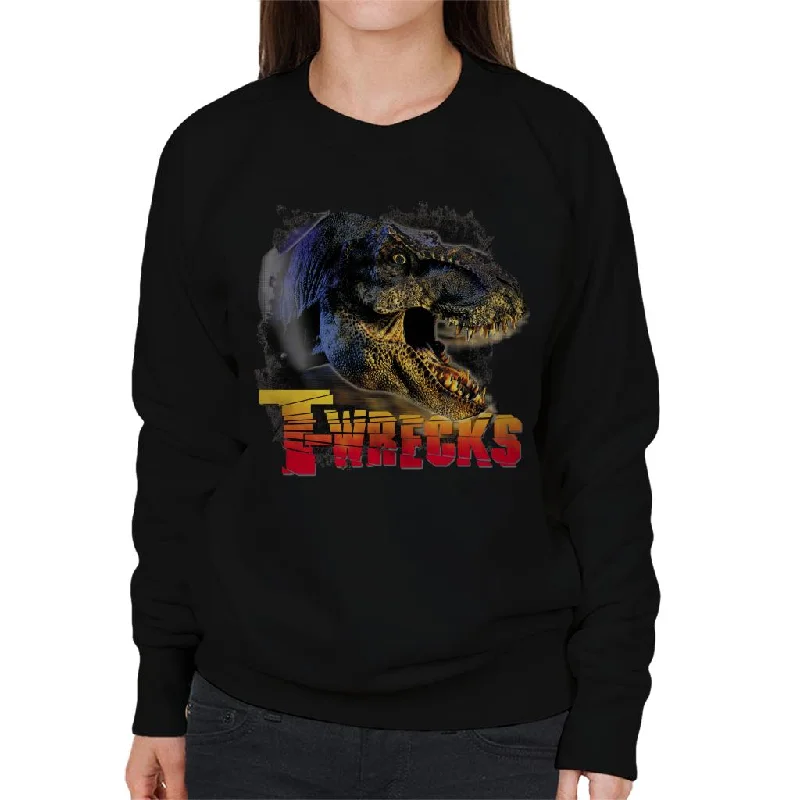 Jurassic Park T Wrecks Women's Sweatshirt Hoodie with Neon Bright Vibrant