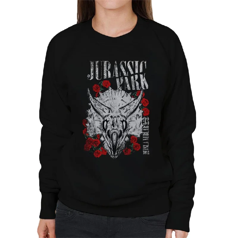 Jurassic Park Triceratops Roses Women's Sweatshirt Hoodie with Button Classic Timeless