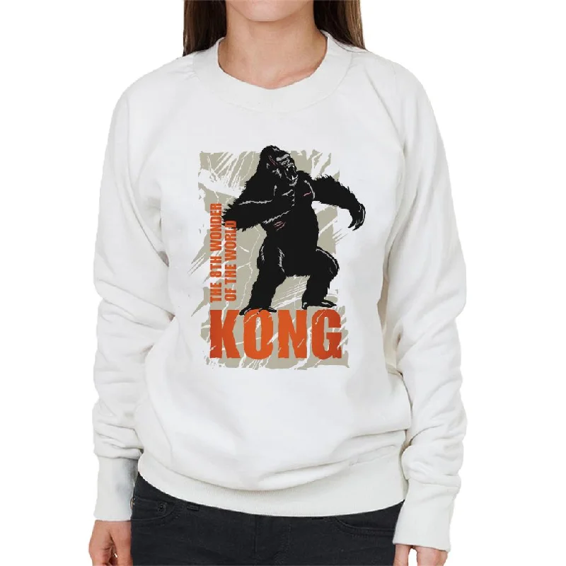 King Kong Roaring The 8th Wonder Of The World Women's Sweatshirt Hoodie with Hem Contrast Bold Stylish