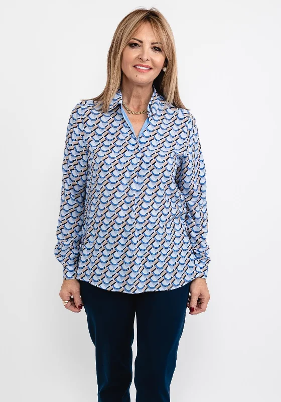 Bianca Alida Print Blouse, Blue Multi Business Casual Blouse