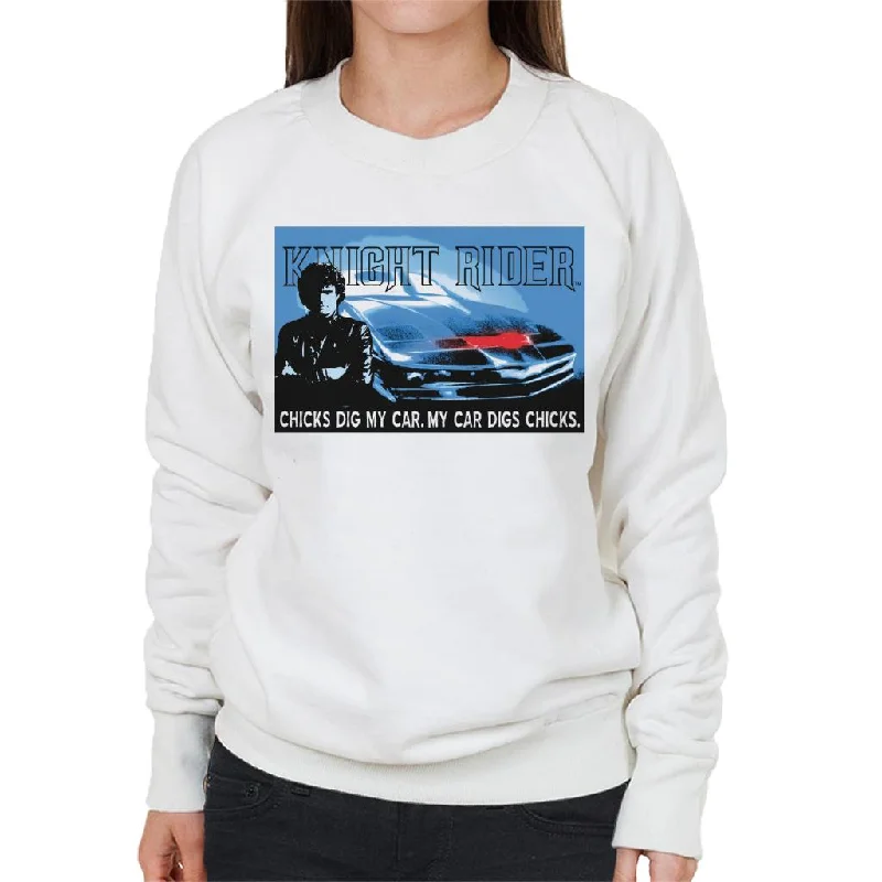 Knight Rider Chicks Dig My Car Women's Sweatshirt Hoodie with Thumb Holes Functional Cozy