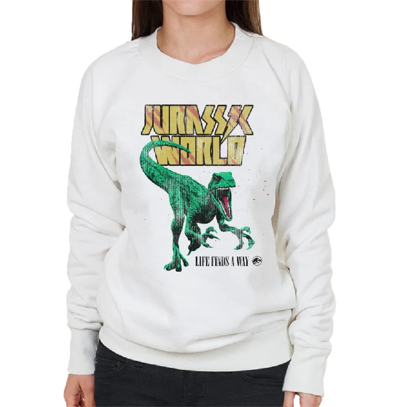 Jurassic World Velociraptor Life Finds A Way Women's Sweatshirt Hoodie with Cropped Fit Short Trendy