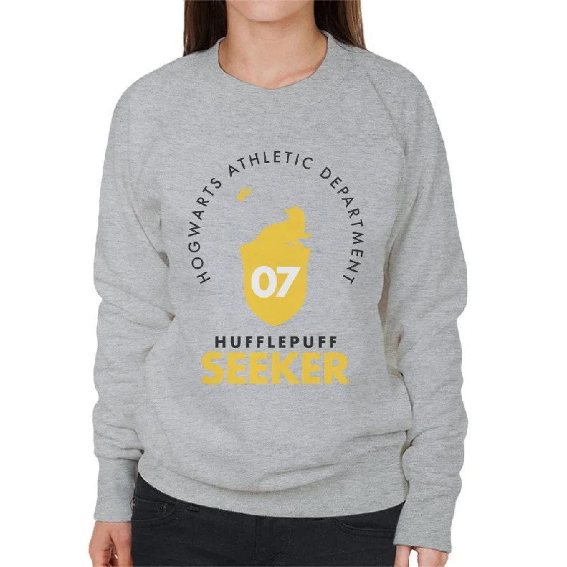 Harry Potter Quidditch Athletic Dept Hufflepuff Seeker Women's Sweatshirt Hoodie with Hem Detail Decorative Unique