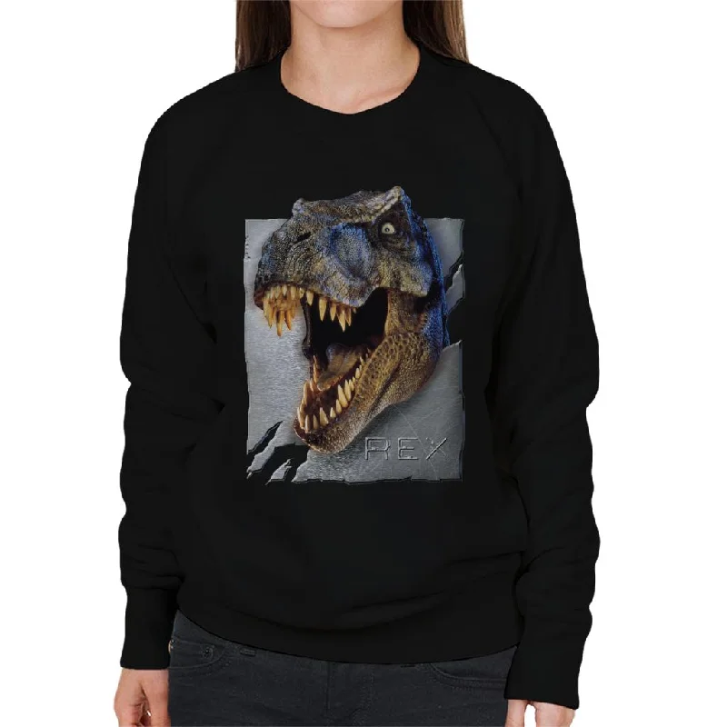 Jurassic Park Rex Character Head Women's Sweatshirt Hoodie with Half-Zip Sporty Casual