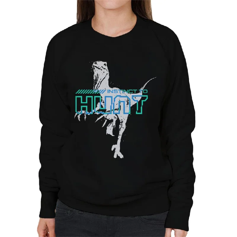 Jurassic Park Velociraptor Instinct To Hunt Women's Sweatshirt Hoodie with Ribbed Neckline Snug Warm