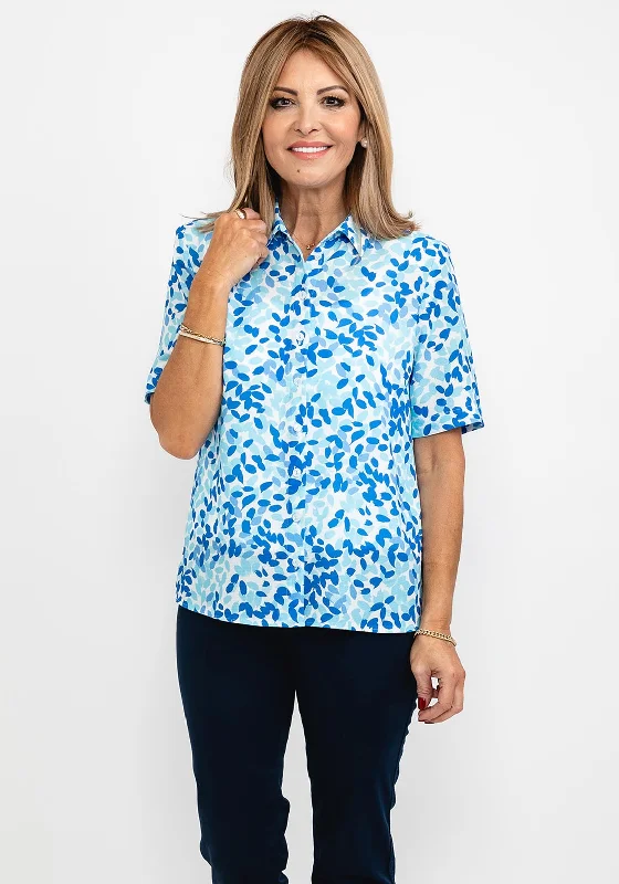 ERFO Petal Print Blouse, Blue Playful Puff Blouse