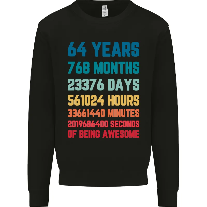 64th Birthday - 64 Year Old Men's Sweatshirt Jumper Hoodie with Drawcord Adjustable Secure