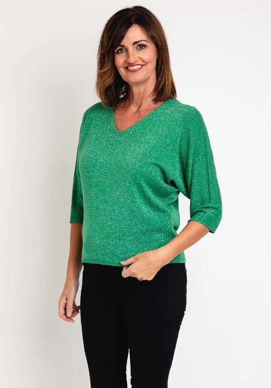 Serafina Collection One Size Fine Knit Sweater, Green Spandex Rayon Corduroy