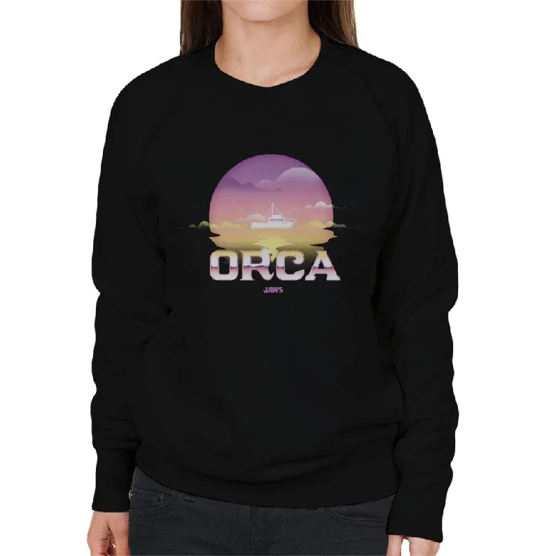 Jaws Orca Sunset In The Sea Women's Sweatshirt Hoodie with Embroidery Detailed Premium