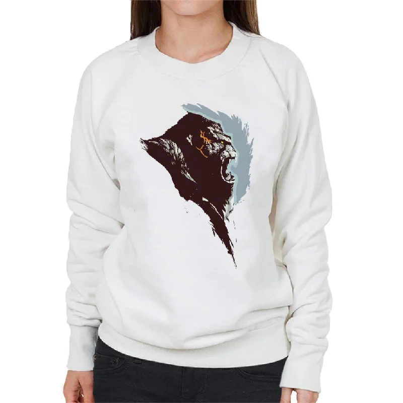 King Kong Rage Side View Brush Stroke Women's Sweatshirt Hoodie with Patch Decorative Personalized