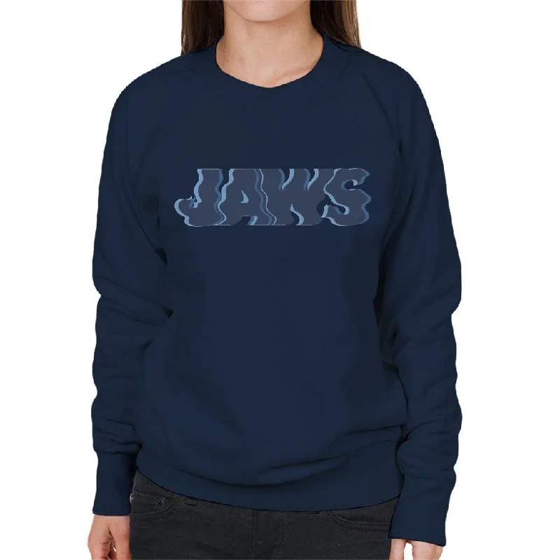 Jaws Wave Logo Women's Sweatshirt Hoodie with Hem Drawcord Adjustable Customizable