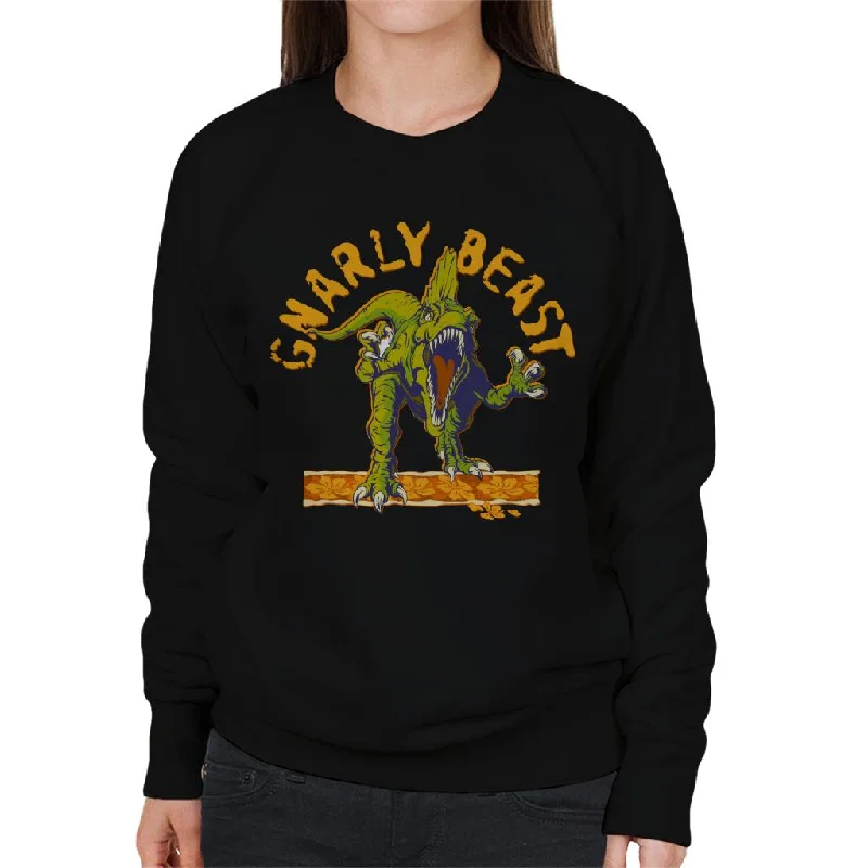 Jurassic Park Gnarly Beast Women's Sweatshirt Hoodie with Puffed Sleeves Voluminous Trendy