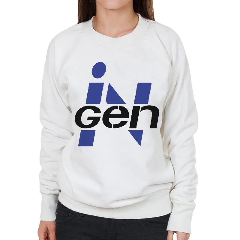 Jurassic Park Ingen Classic Blue Logo Women's Sweatshirt Hoodie with Hidden Zipper Minimalist Clean