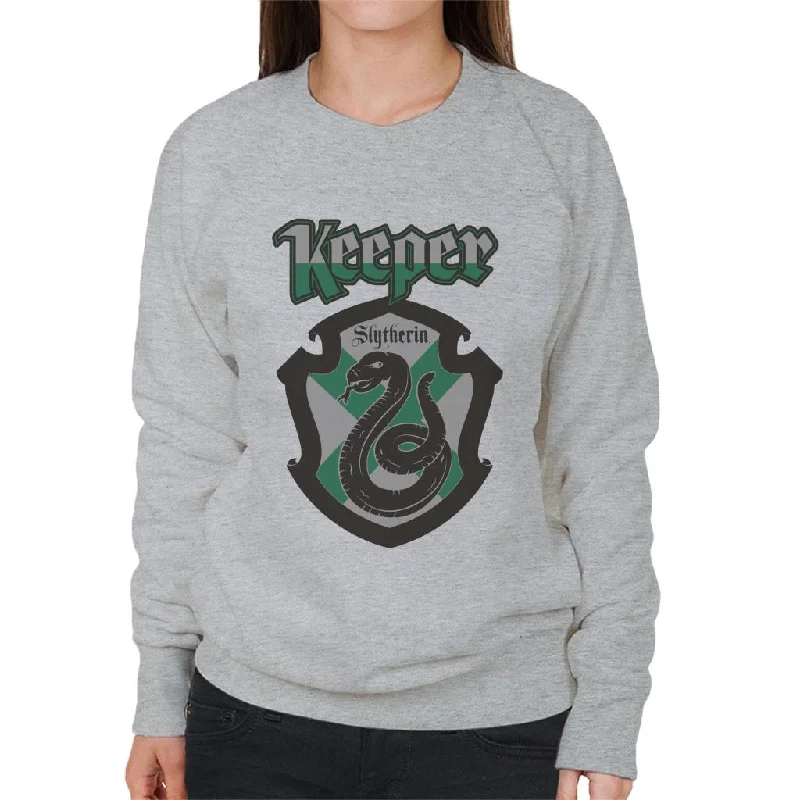 Harry Potter Quidditch Keeper Team Slytherin Women's Sweatshirt Hoodie with Hem Raw Edge Edgy Unfinished