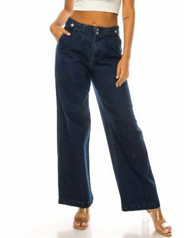 Wide Leg Jeans In Dark Denim Comfortable Jogger Style Jeans