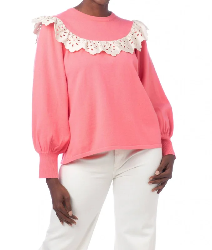 Babs Sweater In Rose Spandex Blend Rayon Blend Denim Blend