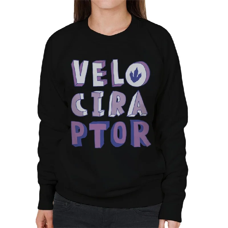 Jurassic Park Velociraptor Purple Text Women's Sweatshirt Hoodie Crop Top Short Trendy