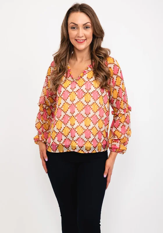 JDY Luna Abstract Print Blouse, Multi Chic Wrap Blouse