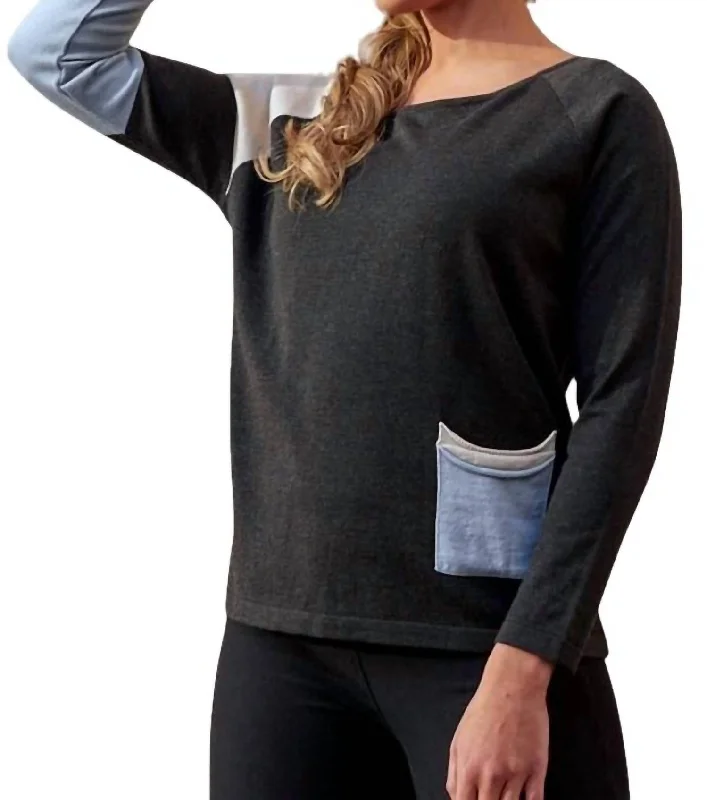 Color Block Scoopsweater In Coal Combo Casual Formal Business