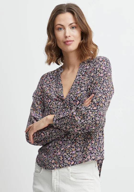 Fransa Ditsy Floral Blouse, Purple Haze Multi Elegant Embroidery Blouse