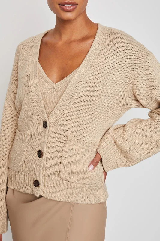 Bailey 44 Lana Sweater Cardigan in Birch Iron Safe Non-Iron Wrinkle Free