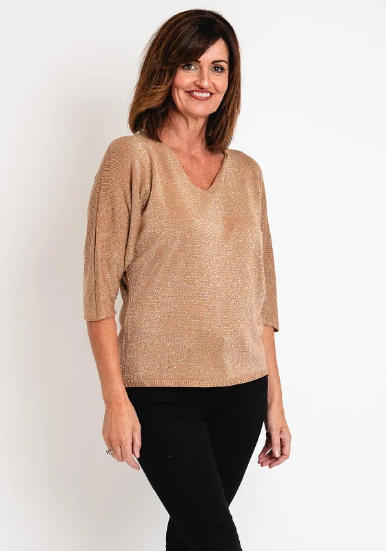 Serafina Collection One Size Fine Knit Sweater, Gold Neon Metallic Matte