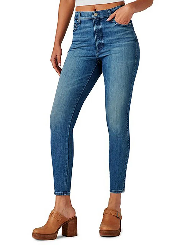 Womens High-Rise Ankle Skinny Jeans Stylish Shredded Denim Jeans