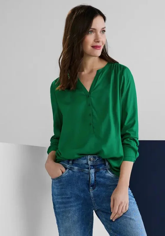 Street One Notch Neck Blouse, Brisk Green Soft Knit Blouse