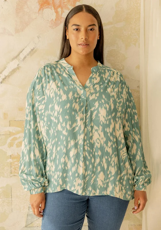 Fransa Printed Blouse, Bristol Blue Casual Relaxed Fit Blouse