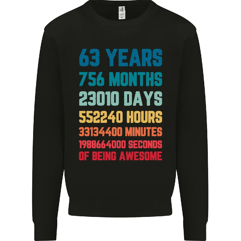 63rd Birthday 63 Year Old Men's Sweatshirt Jumper - Premium Quality Celebration Wear Hoodie with V-Neck Classic Versatile