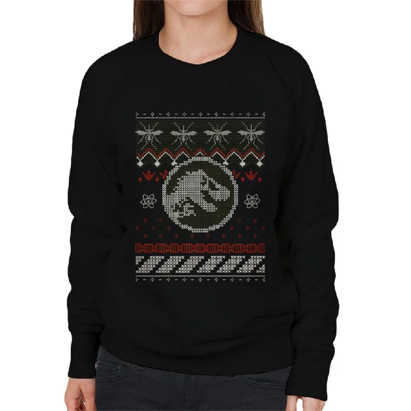 Jurassic Park Christmas Knitted T Rex Women's Sweatshirt Hoodie with Full-Zip Functional Layering