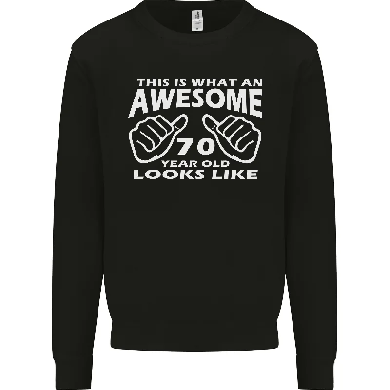 70th Birthday 70-Year-Old Mens Sweatshirt - This Is What Awesome 70 Looks Like! Hoodie with Lace Feminine Delicate