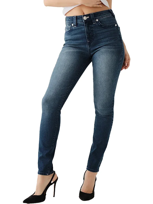 Halle Womens High Rise Medium Wash Skinny Jeans Trendy Vintage Denim Jeans