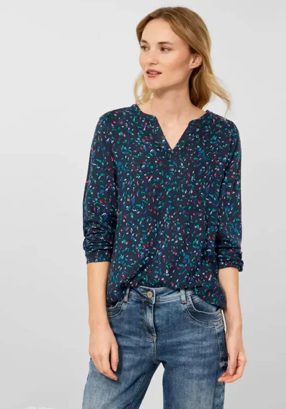 Cecil Minimal Pattern Blouse, Deep Blue Business Casual Blouse