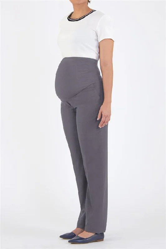 Ladies' Jordan Maternity Straight Leg Pant - Empire Grey Chic Slim Fit Pants