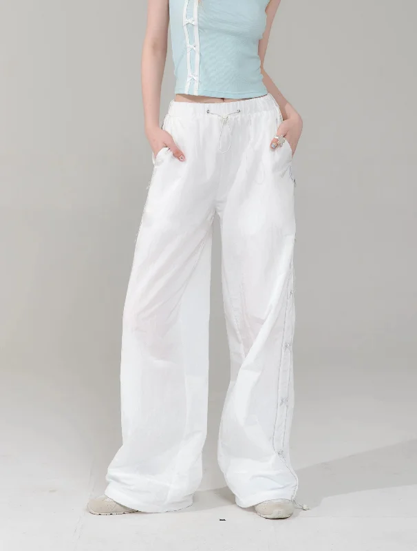 Side Snap Wide Leg Pants Chic Capri Pants