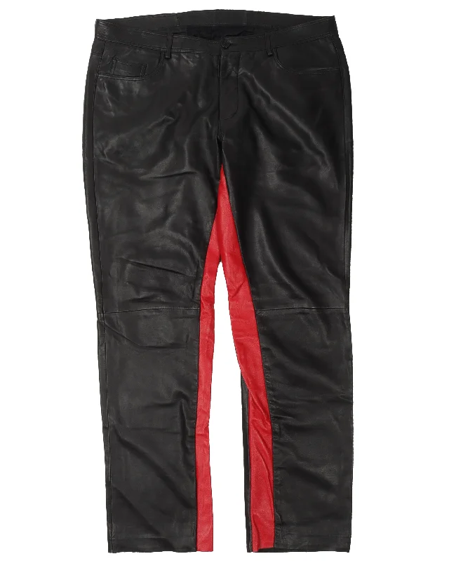 Sample Leather Red Stripe Pants Comfy Cargo Trousers