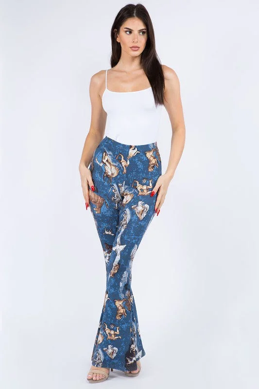 Horoscope Printed Flared Long Pants Cozy Full-Length Pants