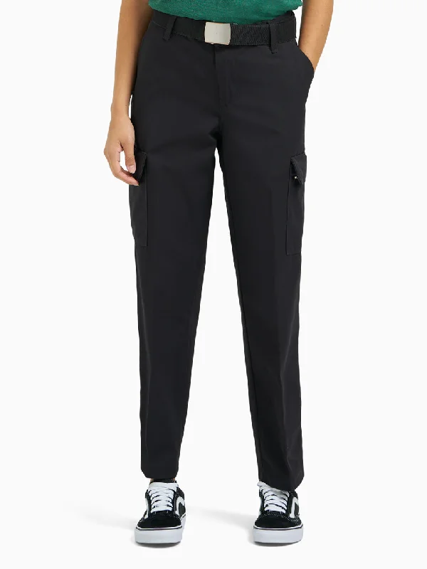 Ladies' Industrial Cargo Pant - Black High-Waist Jeans