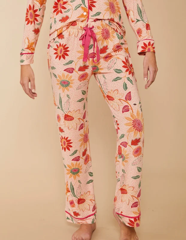 Pajama Pant Botanic Garden Boho Floral Peach Warm Wool Trousers