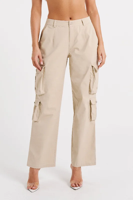 Clea Cargo Pant - Stone Elegant Trouser Pants