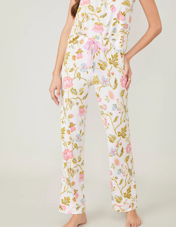 Pajama Pant Jane Jacobean Cream Trendy High-Waist Trousers