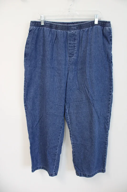 Basic Editions Elastic Waist Denim Pants | XL Fashionable Track Pants