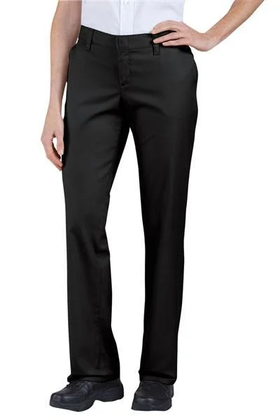 Ladies' Dickies Industrial Flat Front Pant - Black Wide-Legged Palazzos