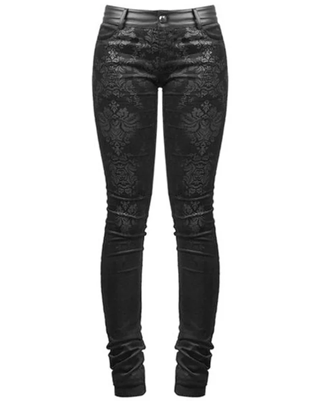 Punk Rave Victoriana Damask Pants Comfortable Denim Trousers