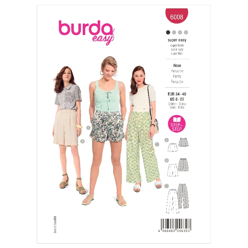 Burda Pattern 6008 Misses' Skirt/Pants Elegant Palazzo Trousers