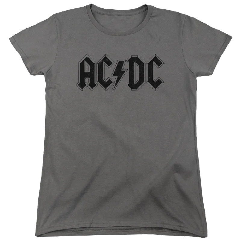 AC/DC Worn Logo - Women's T-Shirt Cotton Fabric Linen Fabric Terry Fabric